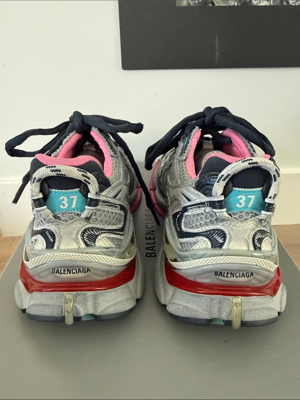 Balenciaga Grey Blue Pink Runner 2 Size 37 - Picture 3 of 7